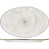 Блюдо «Пастораль» овальное фарфор ,H=25,L=405,B=255мм серый