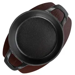 Сковорода для фахитос «Эмбер Каст Мэтт» чугун,дерево D=160/127,H=47мм черный,тем.дерево, изображение 3