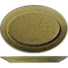 Dish “Country Style” oval  porcelain ,H=15,L=320,B=212mm green.