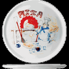 Блюдо для пиццы с рисунком «Чинция» фарфор D=32см белый,роспись