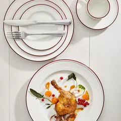 Тарелка «Бид Марун Бэнд» фарфор D=16,5см белый,бордо, изображение 3