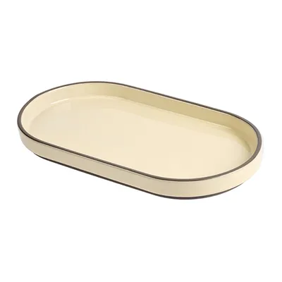 Блюдо для подачи «Блисс» с бортом фарфор ,H=27,L=304,B=174мм бежев., изображение 2