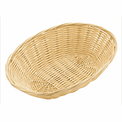 Oval wicker bread basket  polyrottan , H=65, L=230, B=150mm  light brown.