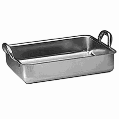 Tray 2 handles  stainless steel , H=9, L=48, B=45 cm  metal.