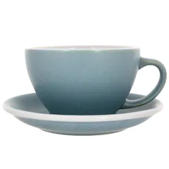 Кофейная пара «Эгг» фарфор 300мл D=110/155,H=65,L=135мм голуб.