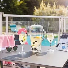 Кувшин с крышкой пластик 2л D=22,H=26,1см прозр., изображение 2