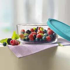 Контейнер для продуктов «Фриговерре» круглый с крышкой стекло,полиэтилен 90мл D=150,H=65мм прозр.,го, изображение 3