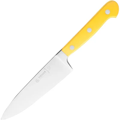 Нож поварской сталь нерж.,пластик ,L=275/150,B=35мм желт.,металлич.