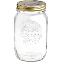 Jar "Quattro Stagioni" round with lid  glass, metal  1 l  D = 11.1, H = 17 cm  clear.