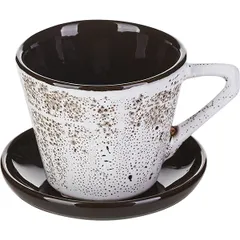Tea pair “Tiramisu” ceramics 200ml D=9cm white,brown.