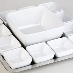 Салатник квадратный пластик 400мл ,H=65,L=125,B=125мм белый, изображение 3