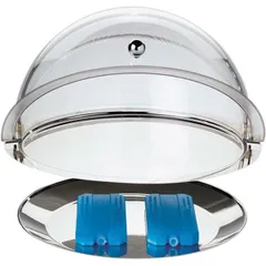 Поднос фуршетный на подставке с охладительным элементом и крышкой сталь D=38,H=24см металлич.