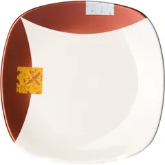 Тарелка «Зен» квадратная фарфор ,L=23,B=23см белый,оранжев.