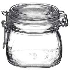 Square jar with lid “Fido”  glass  0.56 l , H=10, L=10.6, B=10.6 cm  clear.