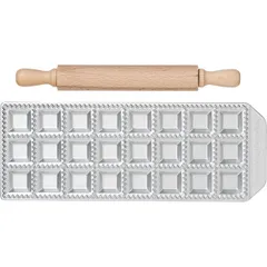 Форма для равиоли со скалкой 24 ячейки алюмин.,бук ,L=28,5,B=10см металлич., изображение 3