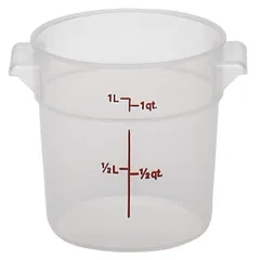 Контейнер для продуктов градуированный полипроп. 0,9л D=15,4,H=12,7см прозр.