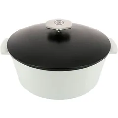 Baking pan with lid  ceramics  3.4 l  D=26, H=14.5 cm  white, black