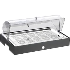 Showcase with roll-top lid for buffet station with cooling  stainless steel, plastic , H=26, L=54.7, B=34.2s