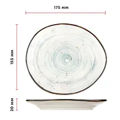 Тарелка «Пастораль» мелкая фарфор ,H=20,L=175,B=155мм зелен., изображение 2