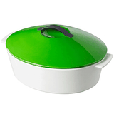 Утятница с  крыш. керамика 4,2л ,H=18,L=36,B=26см белый,зелен.