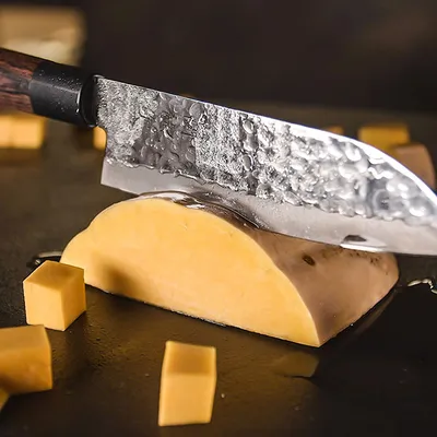 Нож кухонный «Нара» односторонняя заточка сталь нерж.,дерево ,L=285/150,B=49мм металлич.,тем.дерево, изображение 9