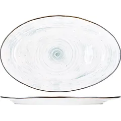 Dish “Pastoral” oval  porcelain ,H=25,L=405,B=255mm green.