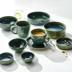 Салатник «Аврора Везувиус Бернт» фарфор D=17,5см бежев.,зелен., изображение 3