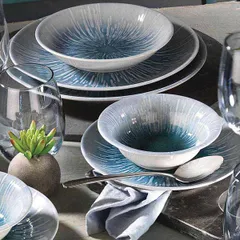 Тарелка «Нанокрем Блю» мелкая фарфор D=210,H=24мм голуб., изображение 3