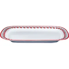 Тарелка «Мезень» Принц Лебеди прямоугольная фарфор ,H=27,L=240,B=153мм белый,красный, изображение 2