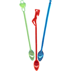 Cocktail stirrers “Assorted with spoon”[50pcs] plastic ,L=20cm multi-colored.