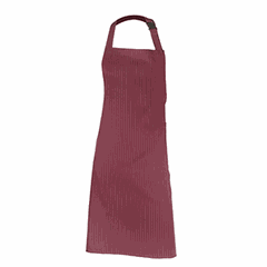 Apron with chest and pocket, striped  polyester, cotton , L=92, B=70cm  burgundy, white