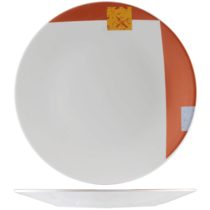 Тарелка «Зен» фарфор D=20,25см белый,оранжев.