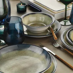 Салатник «Нанокрем Дарк Блю» фарфор 350мл D=160,H=47,5мм тем.син.,зелен., изображение 3