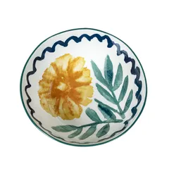 Салатник «Луга» Цветок керамика 0,65л D=153,H=70мм белый,разноцветн., изображение 3