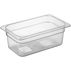 Gastronorm container (1/4) without lid  polycarbonate  2.5 l , H=10, L=26.5, B=16.2 cm  transparent.