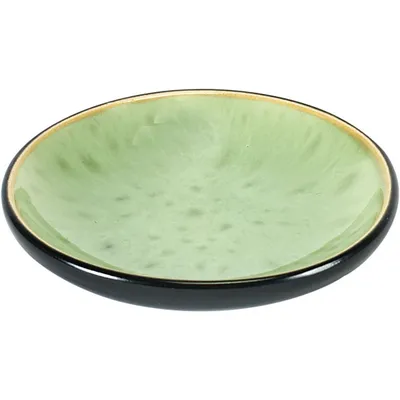 Тарелка мелкая «Пьюр» керамика D=75,H=15мм зелен.,черный, изображение 2