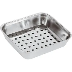 Tray with grid stainless steel ,H=5,L=26,B=23cm metal.