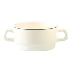 Broth cup “Reception” glass 320ml D=10,H=5,L=15cm ivory,gray