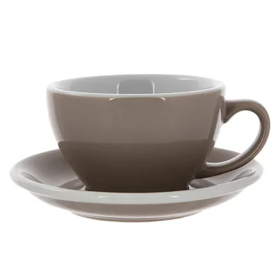 Кофейная пара «Эгг» фарфор 300мл D=110/155,H=65,L=135мм серый