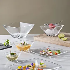 Салатник «Торчелло» квадратный стекло 100мл ,H=45,L=80,B=80мм прозр., изображение 2