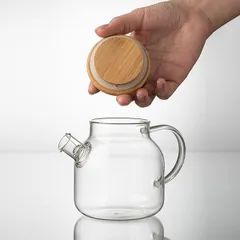 Чайник заварочный «Проотель» термост.стекло,дерево 0,5л D=95,H=110,L=150мм прозр.,св. дерево, изображение 4