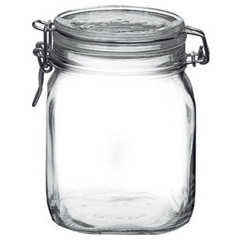 Square jar with lid “Fido”  glass  1 l , H=16, L=10.6, B=10.6 cm  clear.