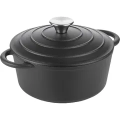 Кастрюля для запекания «Эмбер Каст Мэтт» с крышкой чугун 2,5л D=22,H=15,5см черный