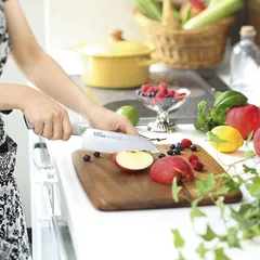 Нож поварской «Диакросс» сантоку сталь нерж. ,H=20,L=295/165,B=25мм металлич., изображение 4