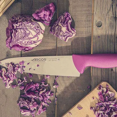 Нож кухонный «2900» сталь нерж.,полипроп. ,L=250/130,B=23мм фиолет.,металлич., изображение 2