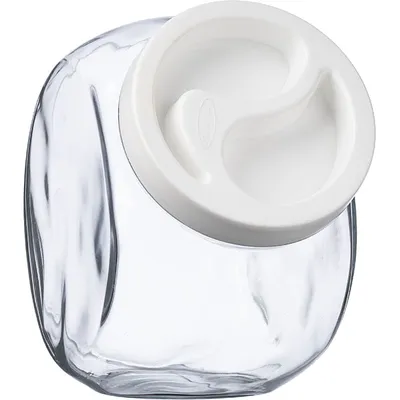 Банка круглая с крышкой «Бэлла» стекло,пластик 2л D=10,5,H=17см прозр.,белый, изображение 3
