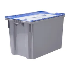 Ящик для продуктов сплошной с крышкой (от -18 до +50°C) полиэтилен 75л ,H=41,5,L=60,B=40см серый,син