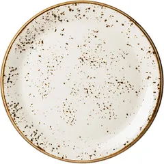 Тарелка «Крафт Вайт» мелкая фарфор D=25,H=2см белый,коричнев.