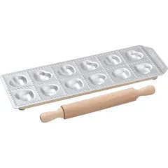 Ravioli mold with rolling pin, 12 cells  aluminum.