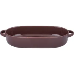 Oval baking dish  porcelain  2.2 l , H=68, L=390, B=185mm  dark brown.